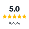 5,0 with rating stars and the kununu logo
