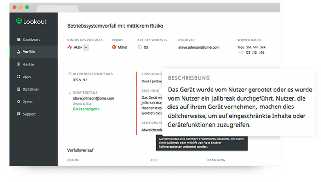 Lookout Schutz vor gerätebasierten Bedrohungen