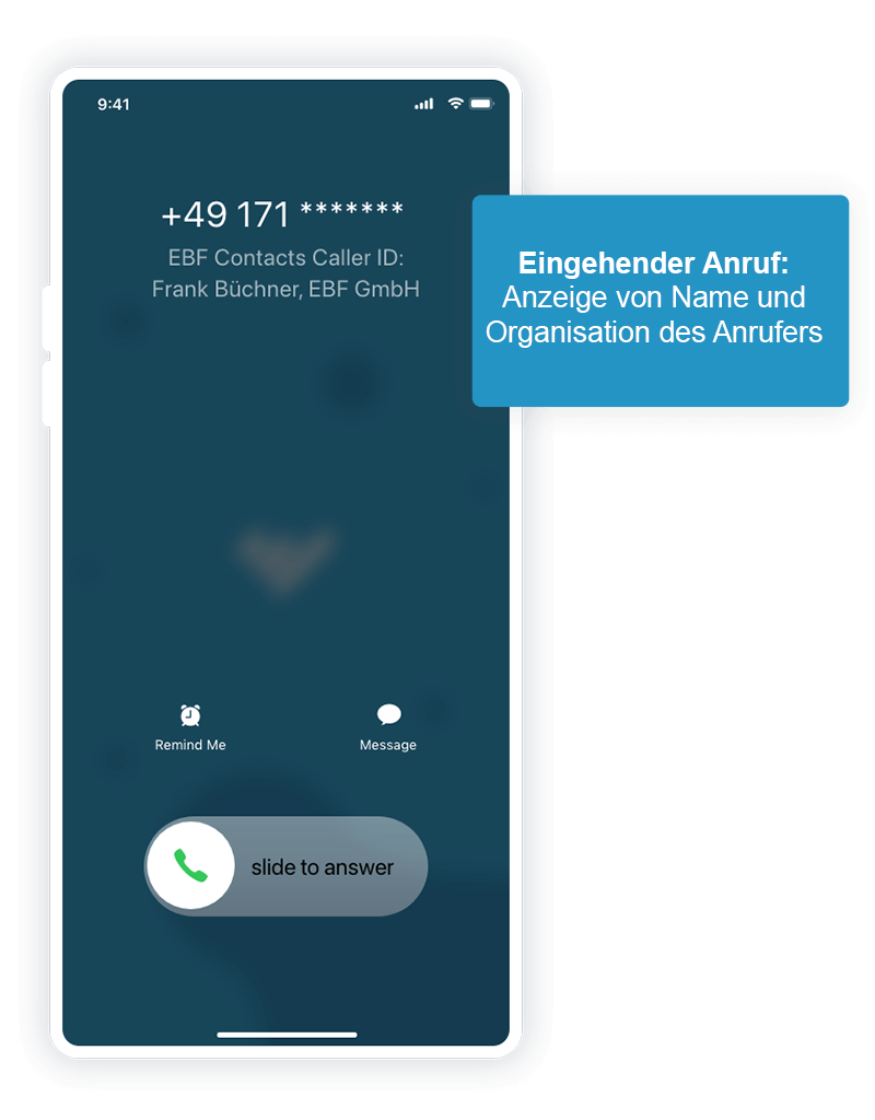 Eingehender Anruf iOS - mobiles Unternehmensadressbuch